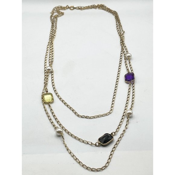 Vintage pearl and crystal double strand necklace
